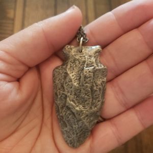 VTG MCM Rare Towle Pewter Arrowhead Pendant Necklace 30" Mid Century Modern